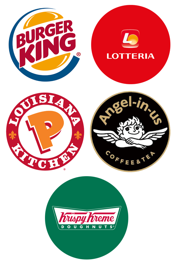 버거킹/롯데리아/파파이스/엔젤리너스/크리스피크림도넛