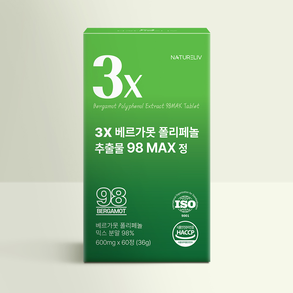 네이쳐리브 3X 
베르가못 폴리페놀 
추출물 98 MAX 정 
36g(60정)